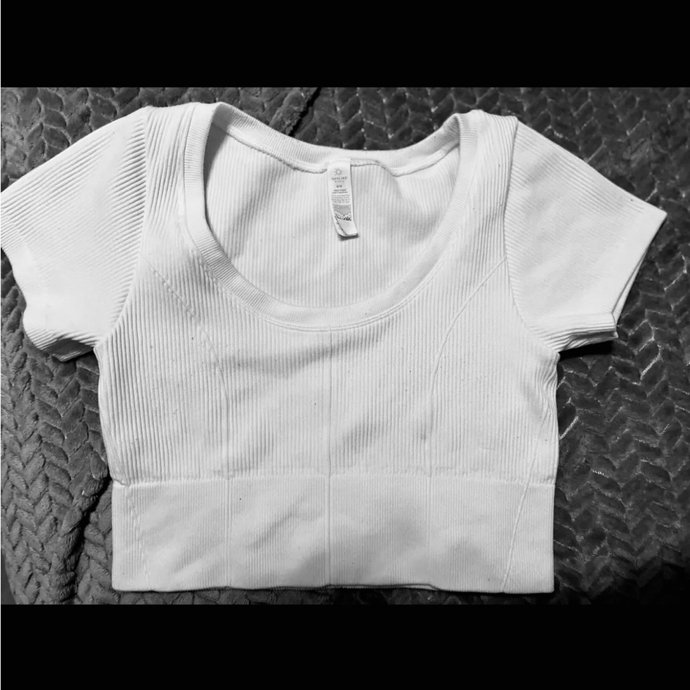 OFFLINE by aerie blue ribbed seamless crop top womens medium